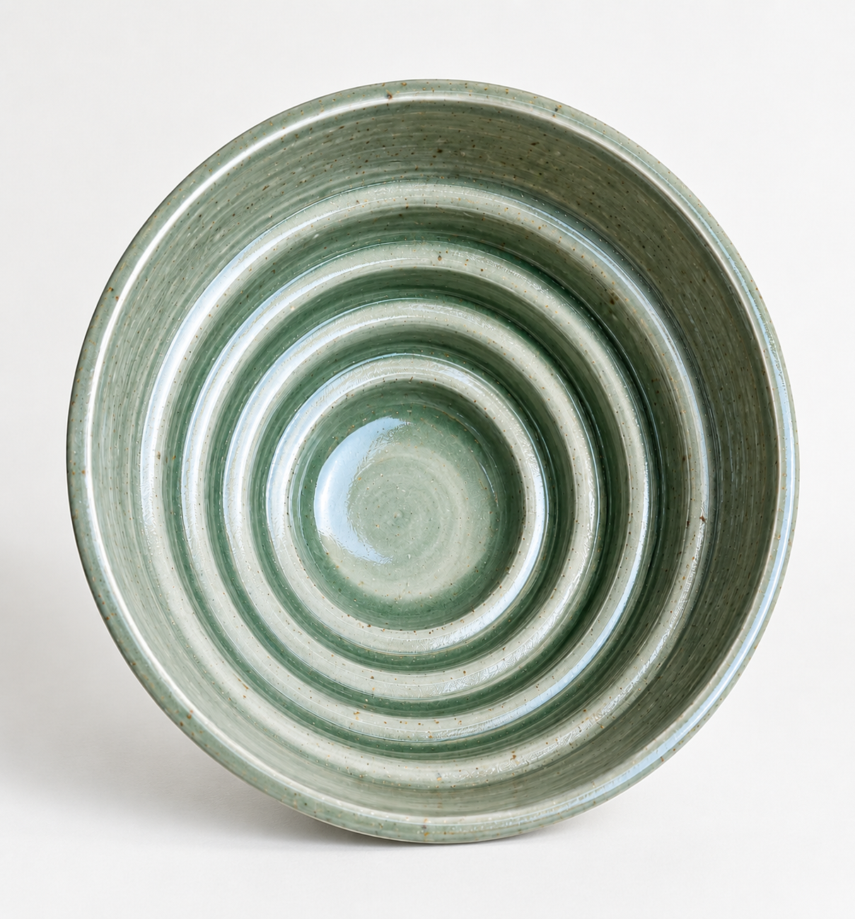 Tiered Earth Bowl- decorated with porcelain slip and celadon glaze