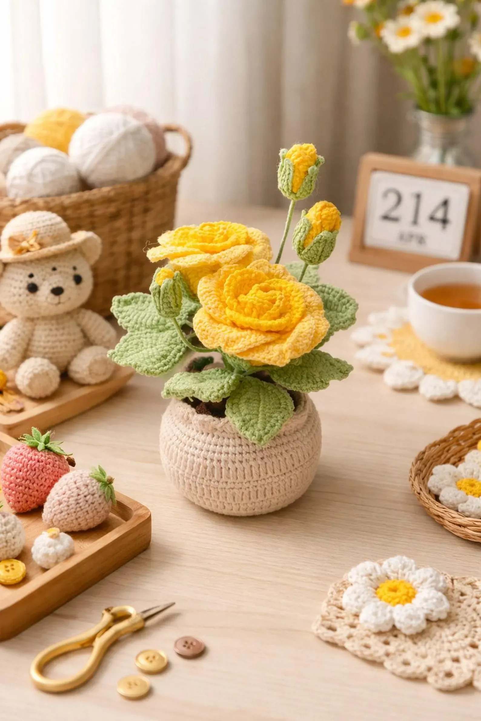 Handmade Crochet Flowers Pot