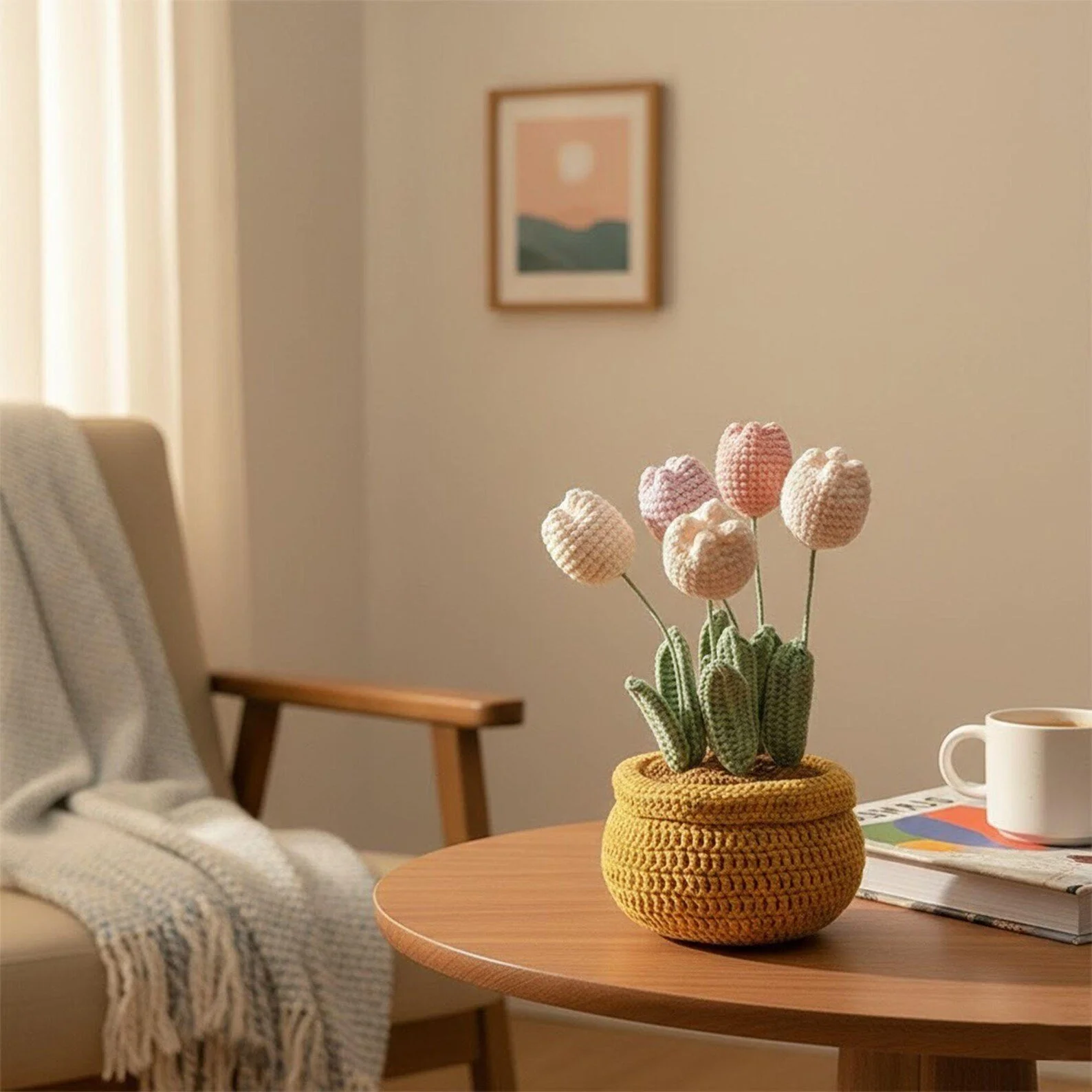 Handmade Crochet Tulip Flower Pot