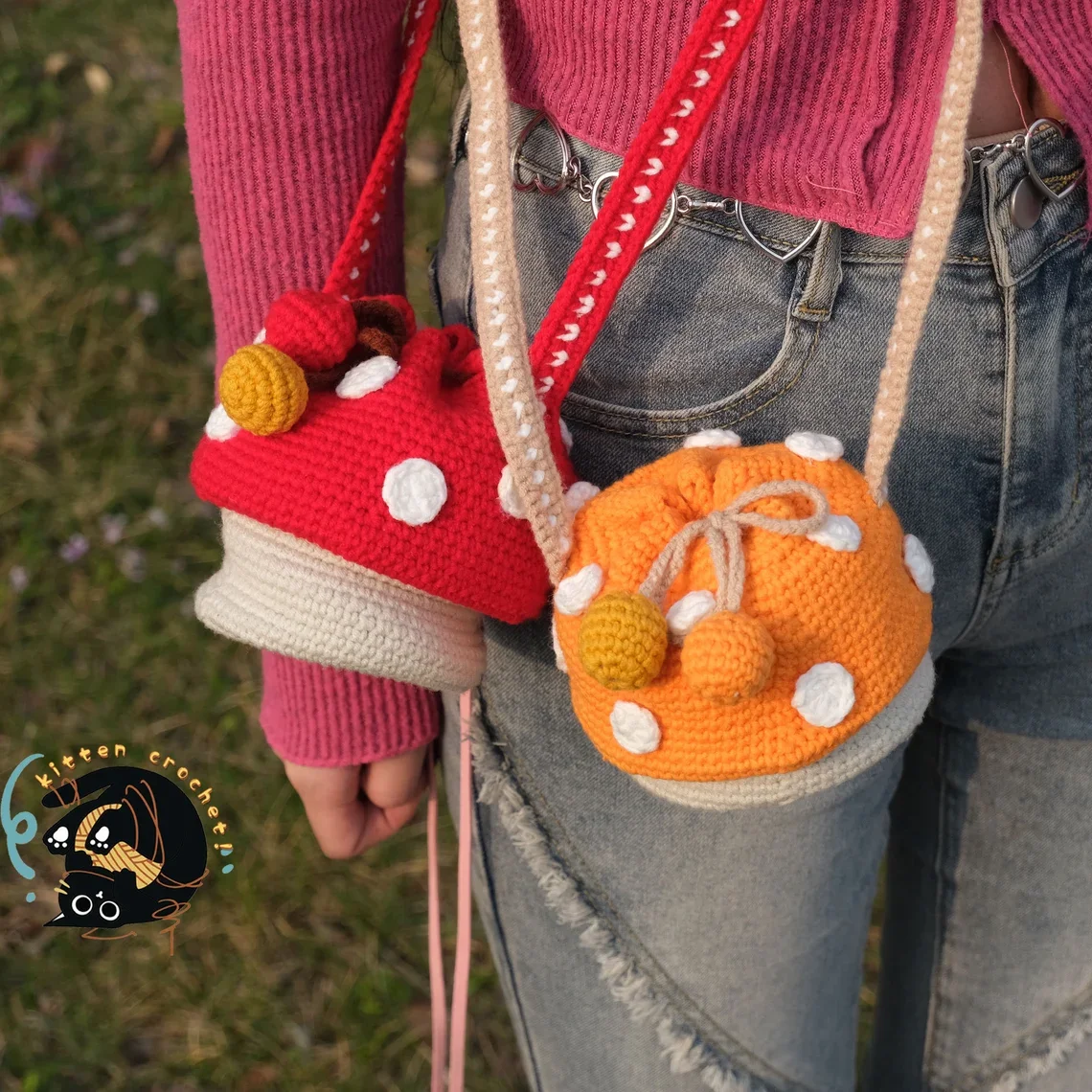 Crochet Mushroom Crossbody Bag