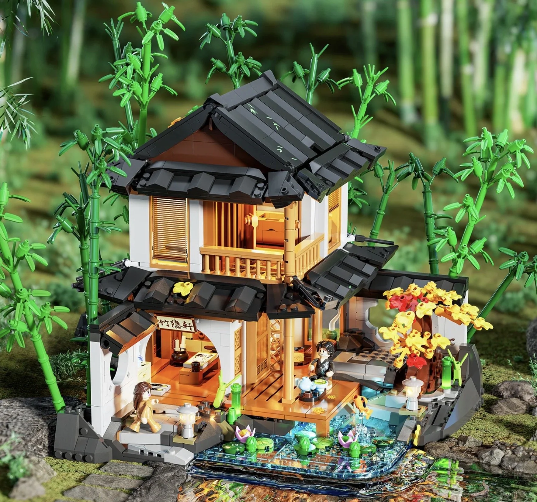 Maison en Bambou en briques éclairées