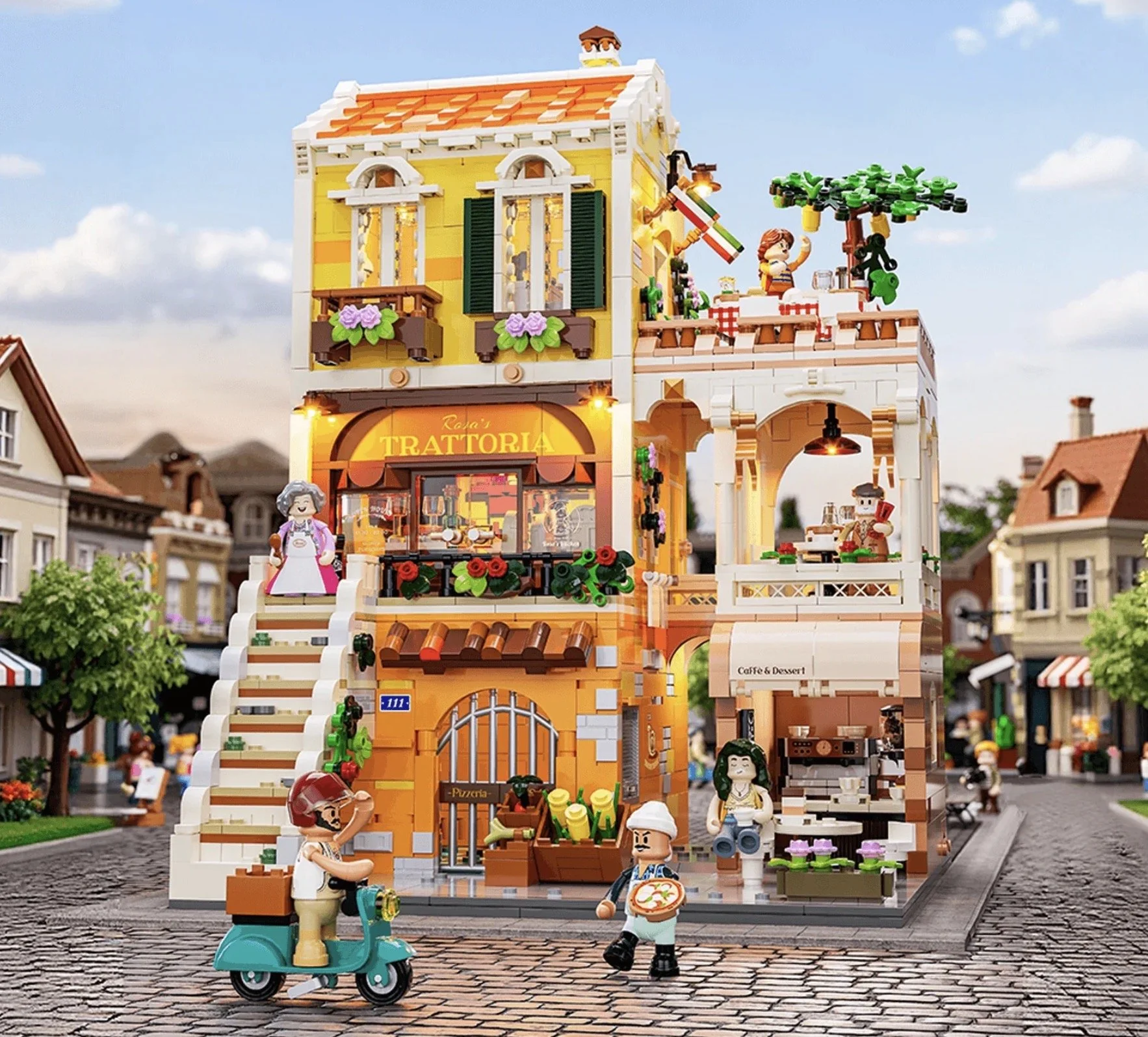 Restaurant Italien en briques éclairées