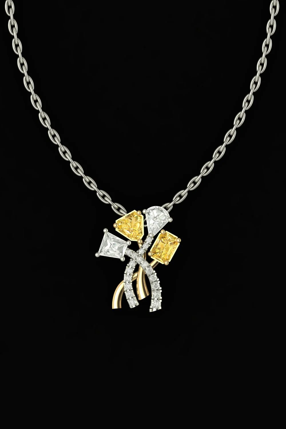 Elegant Yellow and White Gold Diamond Pendant