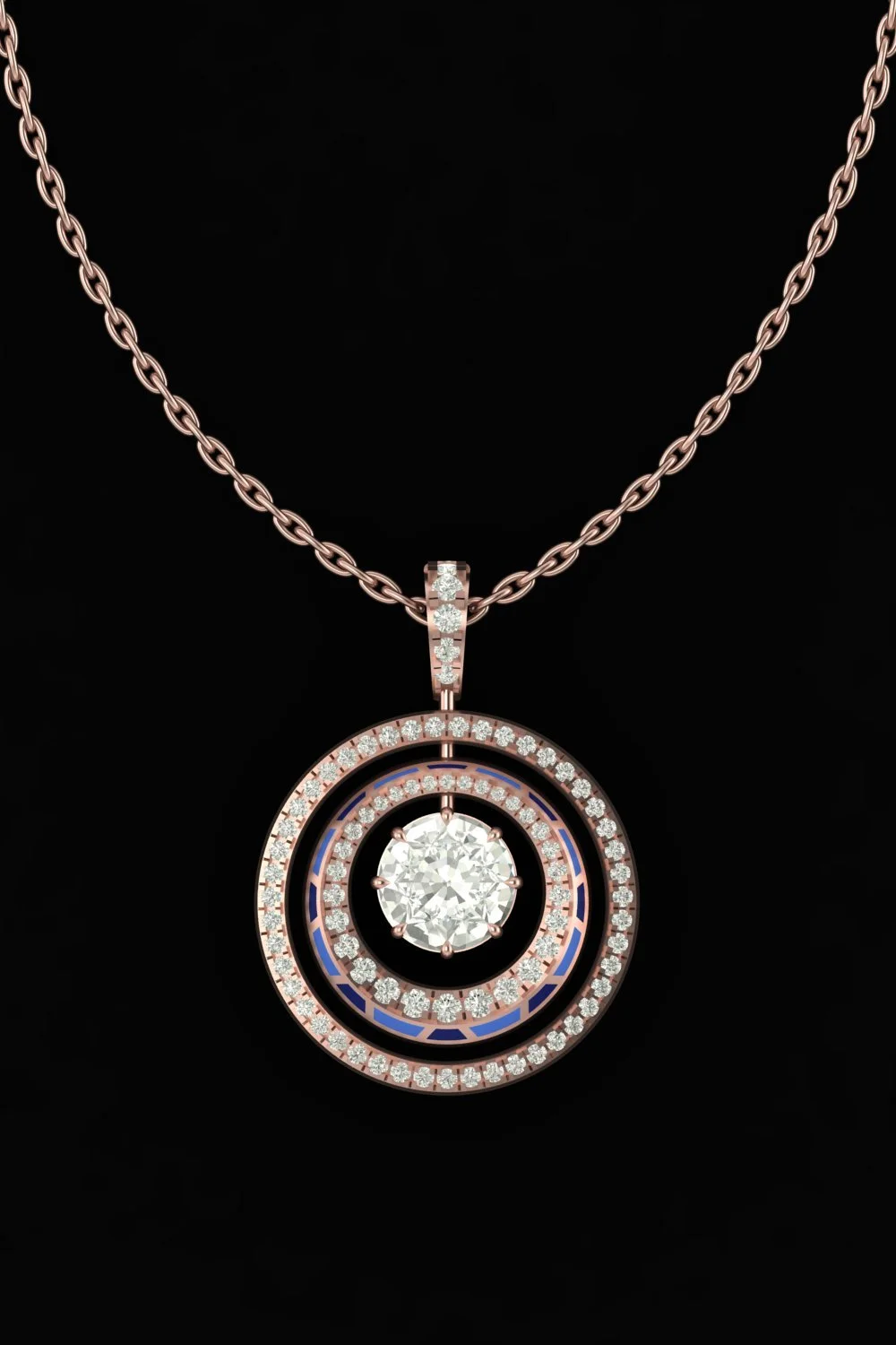 Rotating Gold Paicut Diamond Pendant