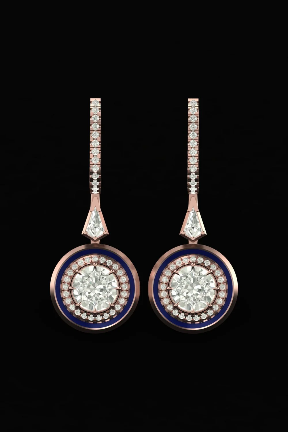 Radiant Rose Gold Diamond Drop Earrings