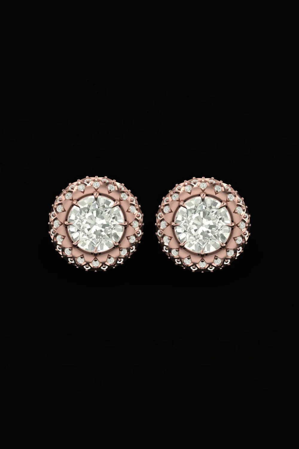 Rose Gold Halo Earrings