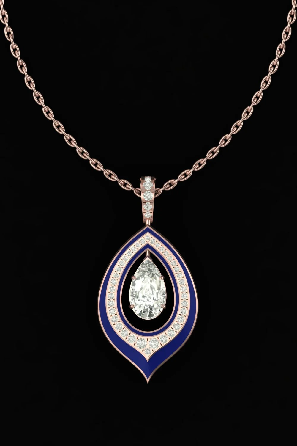 18K Pink Gold Rotating Pendant with Diamond Accent