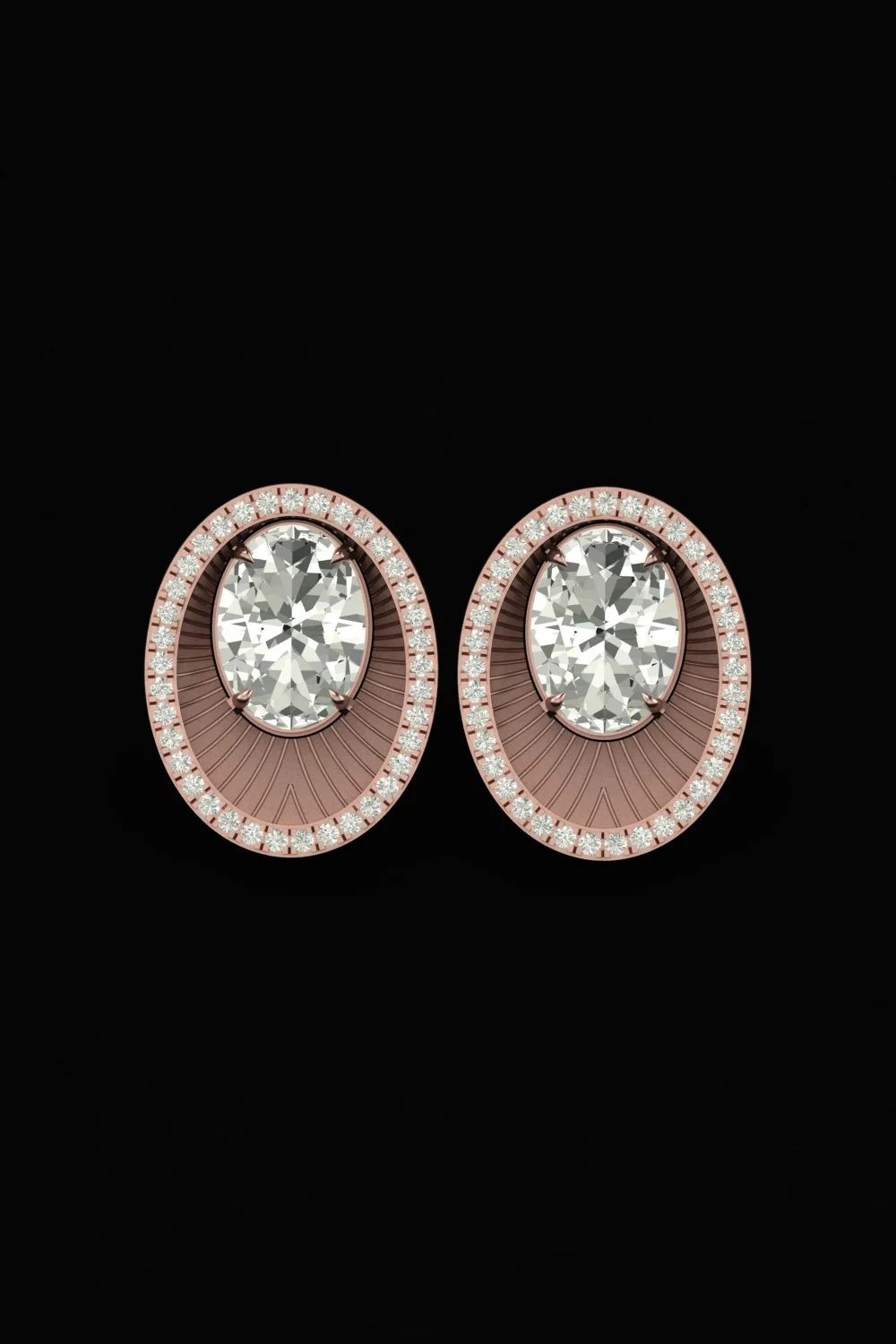 Elegance Halo Oval Earrings