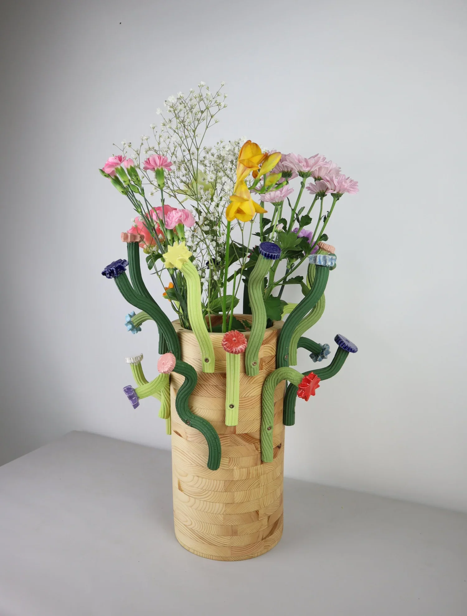 Flower flower vase - pine & stoneware