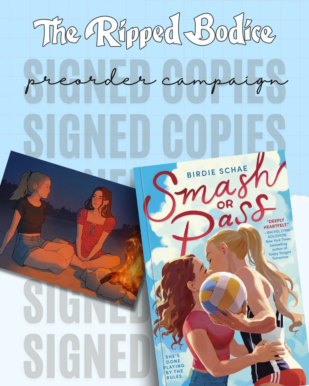 wake up babe! it is your last chance to get this art print and a signed, personalized edition of SMASH OR PASS! 🏐🩵

i&rsquo;ve teamed up with the ripped bodice to bring you this international signed preorder campaign which will be open until may 12