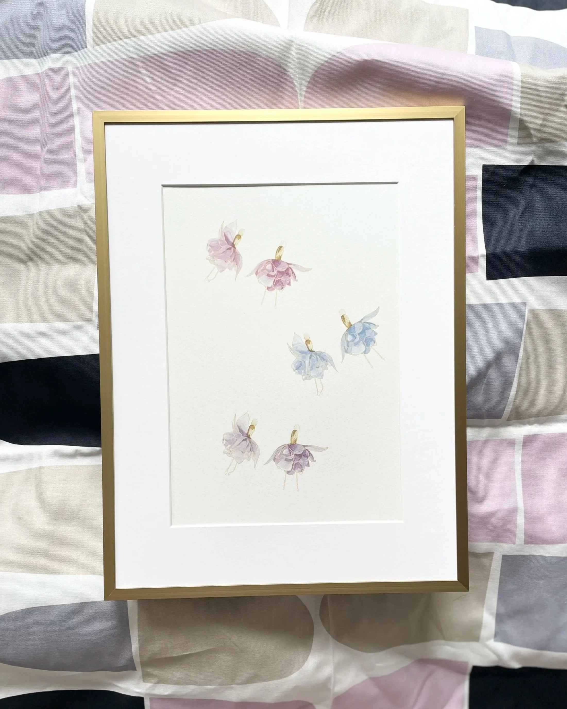 Unique handmade fuchsia print