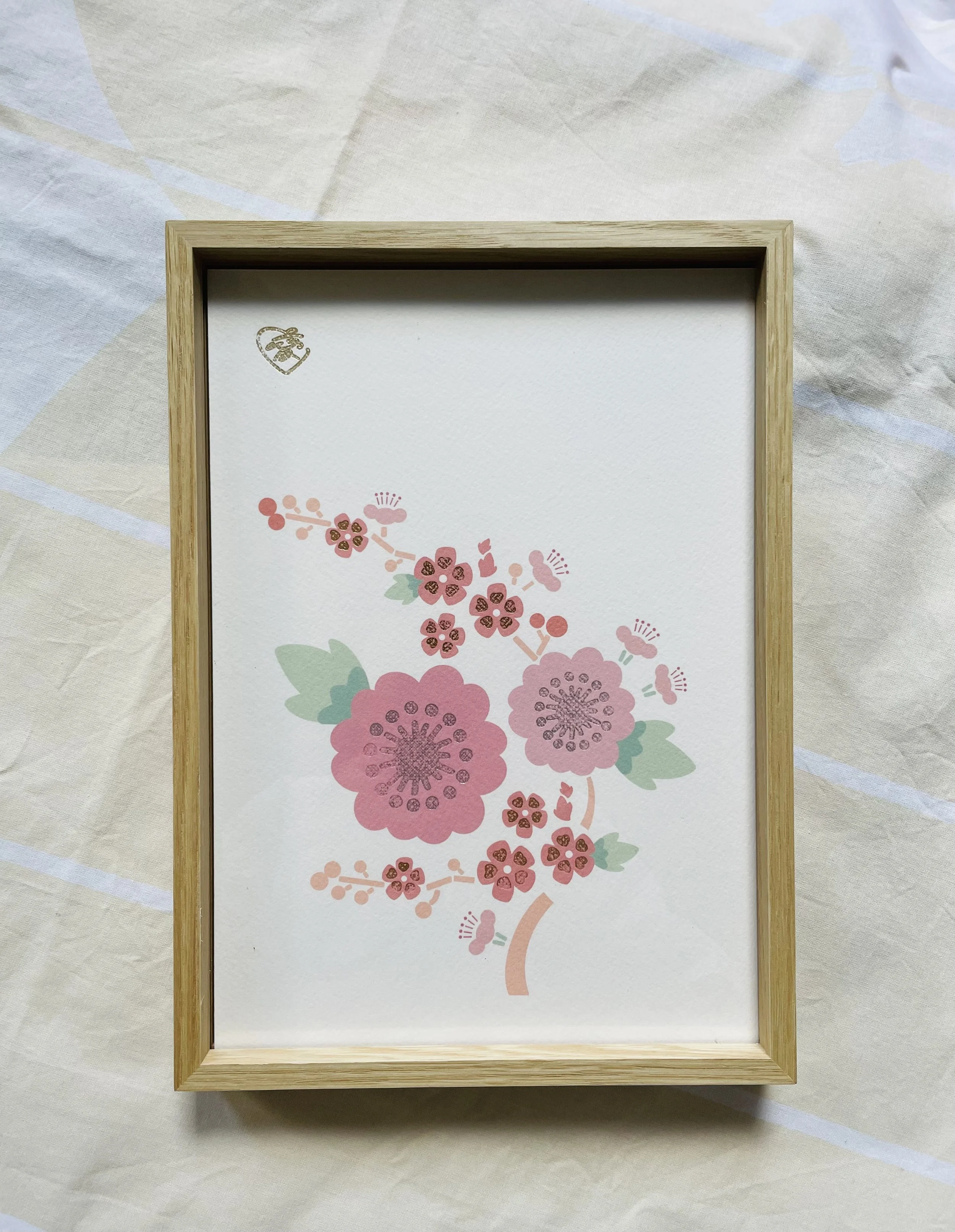 Peach Blossom Floral Print with Gold Foil (桃花画)