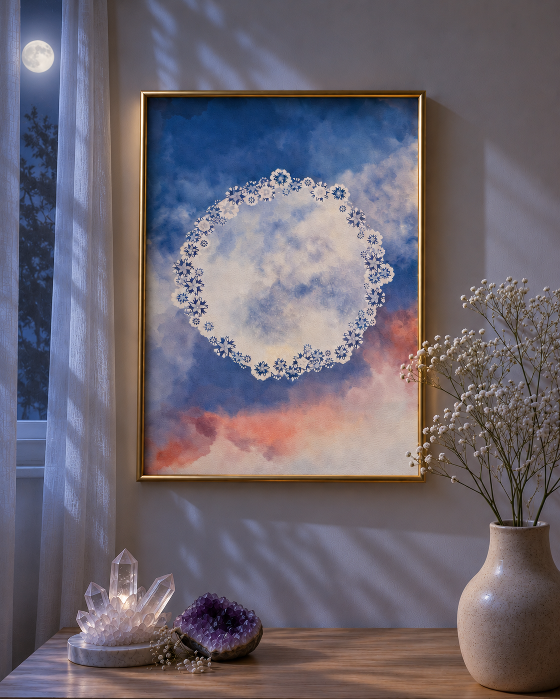 Small full moon print