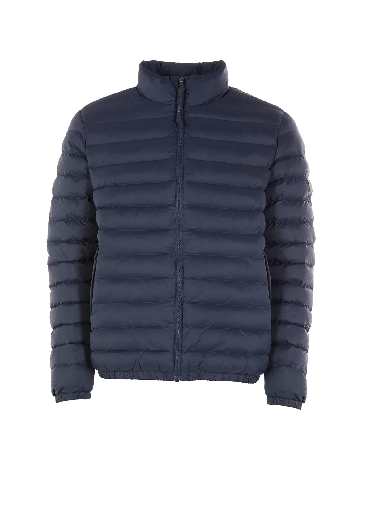 Veste en duvet bleue foncée avec fermeture éclair avant