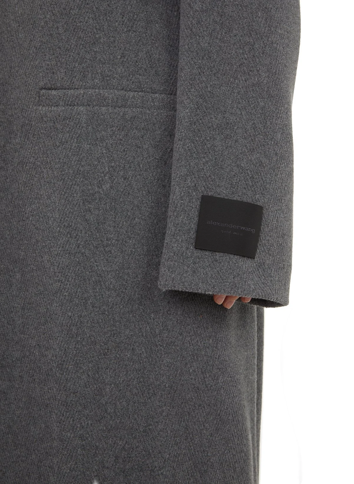 Mitaine grise en laine portant une étiquette noire Alexandre Wang