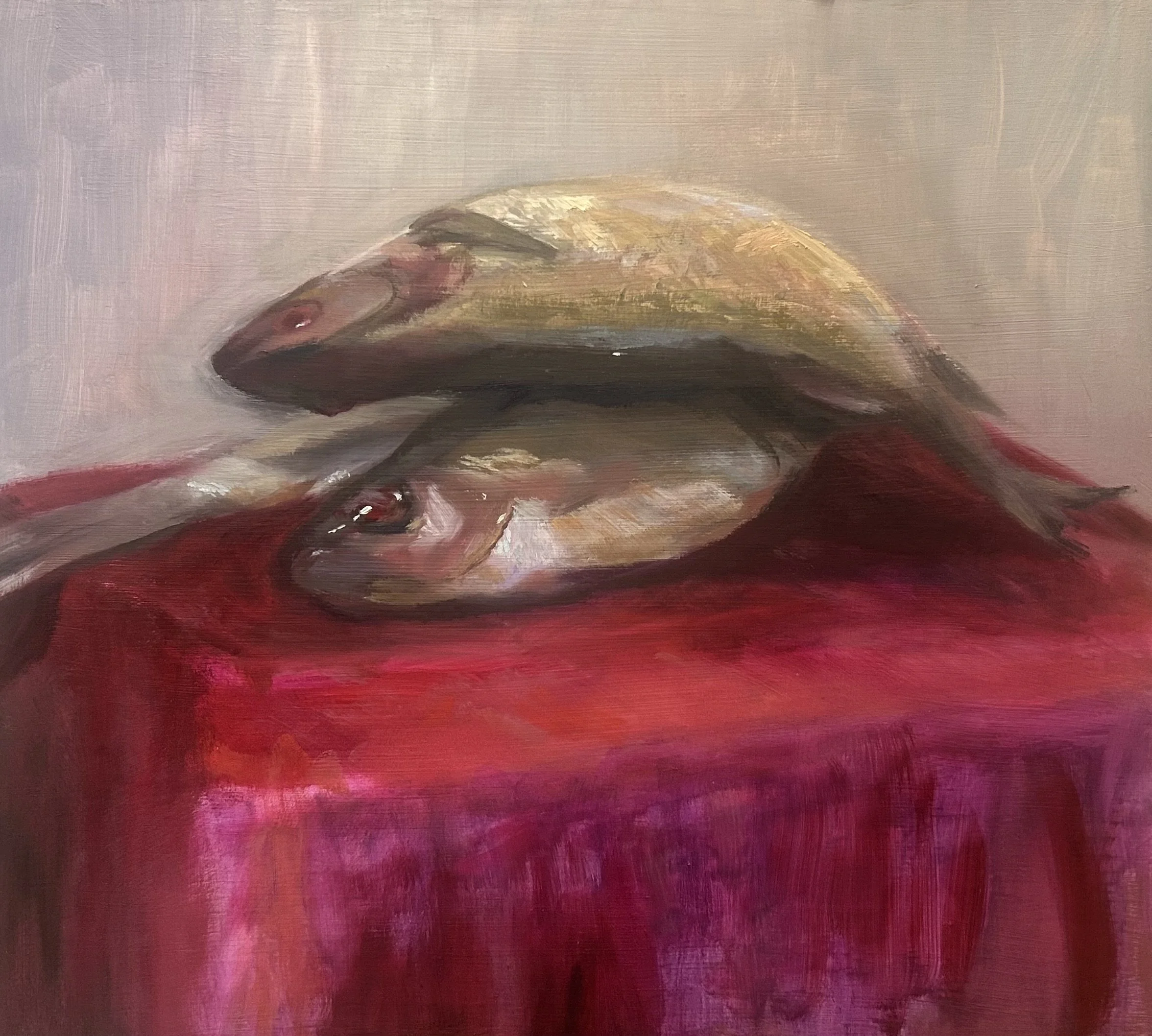  Three Perch , size, oil on panel