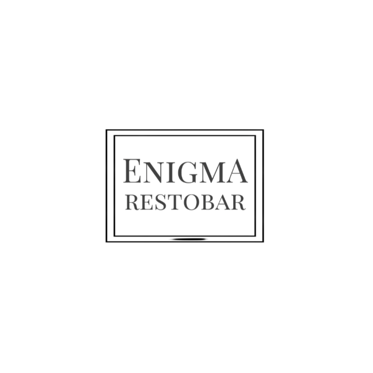 Logo for Enigma Restobar with a stylized dark, mysterious design.