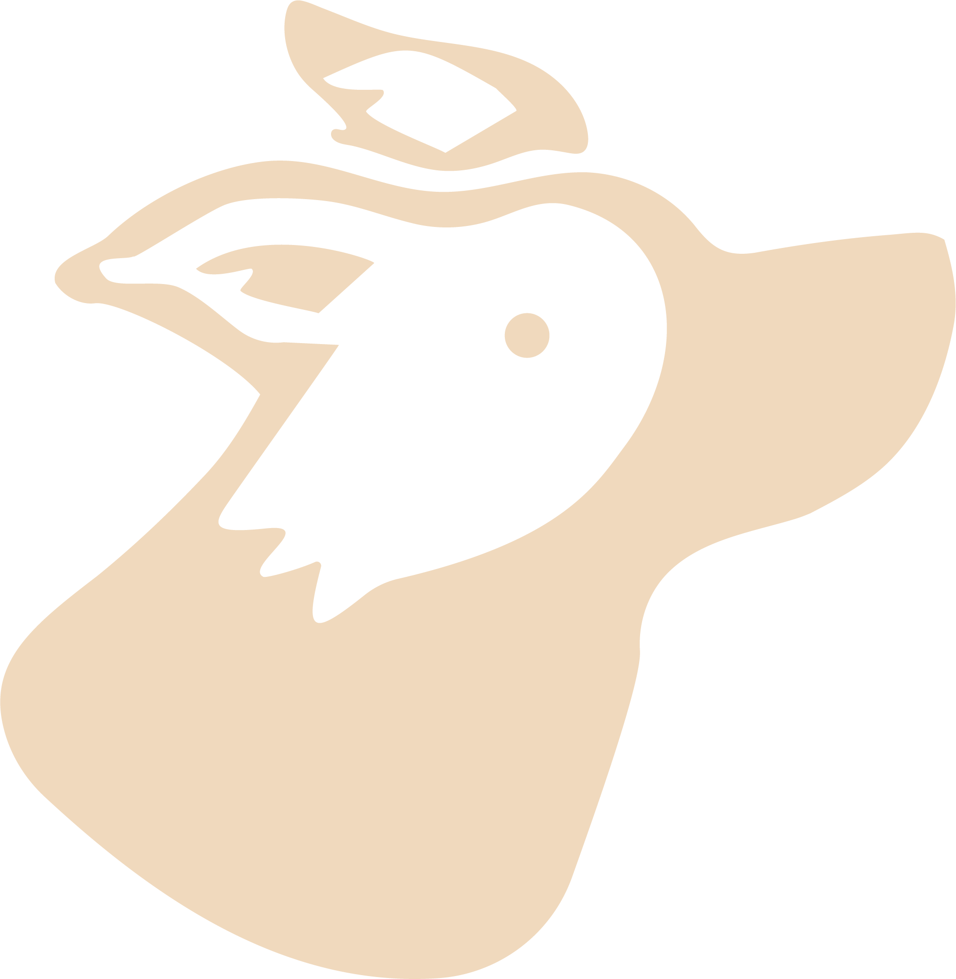 Minimalist illustration of a hand holding a black bird with an open beak and two leaves near its head.
