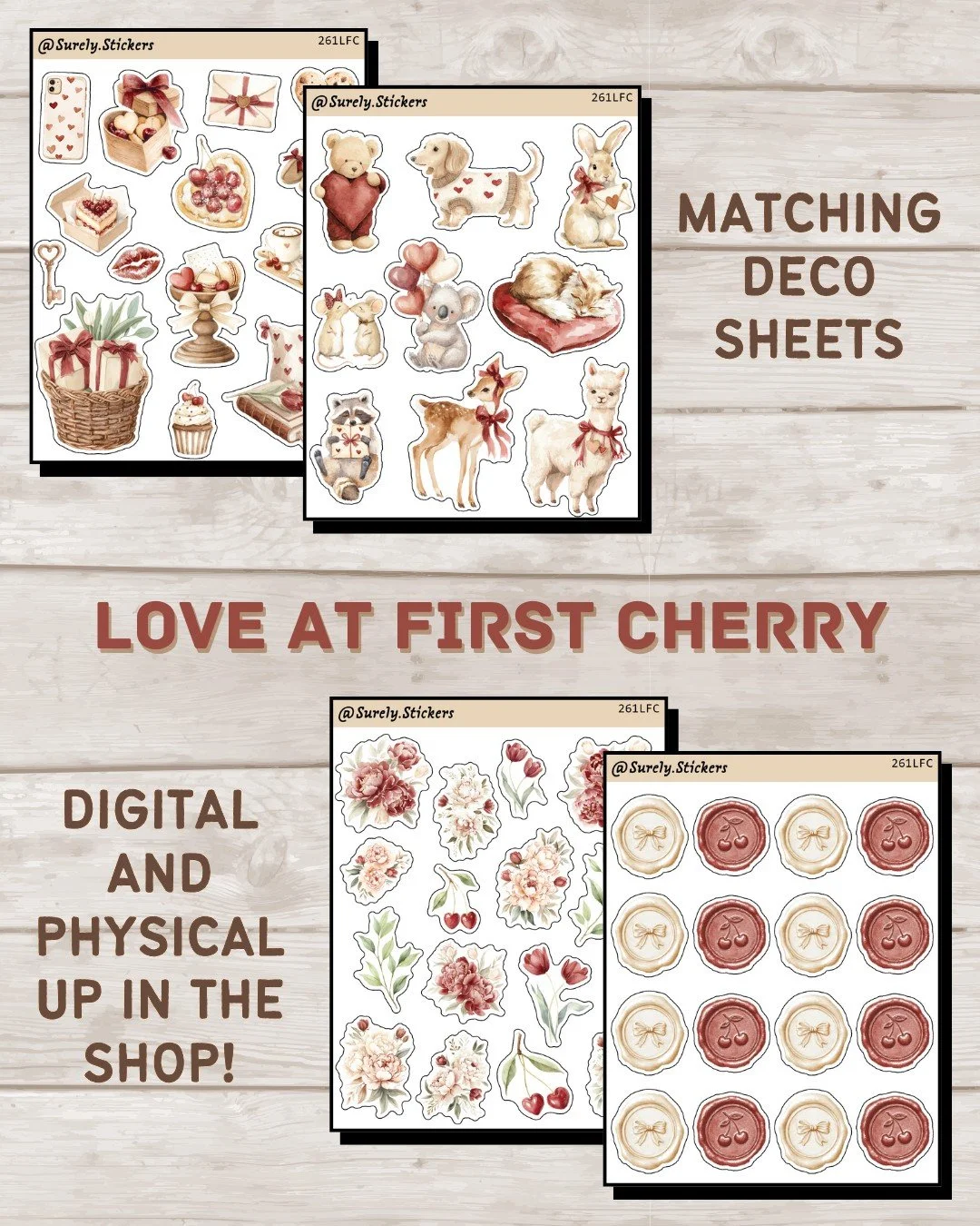 Soft romance, now in two formats 🍒💗
The Love at First Cherry deco sticker sheet is available both physically and digitally in the shop.

Choose the physical sheet for journaling, memory keeping, and hands-on creativity, or grab the digital version 
