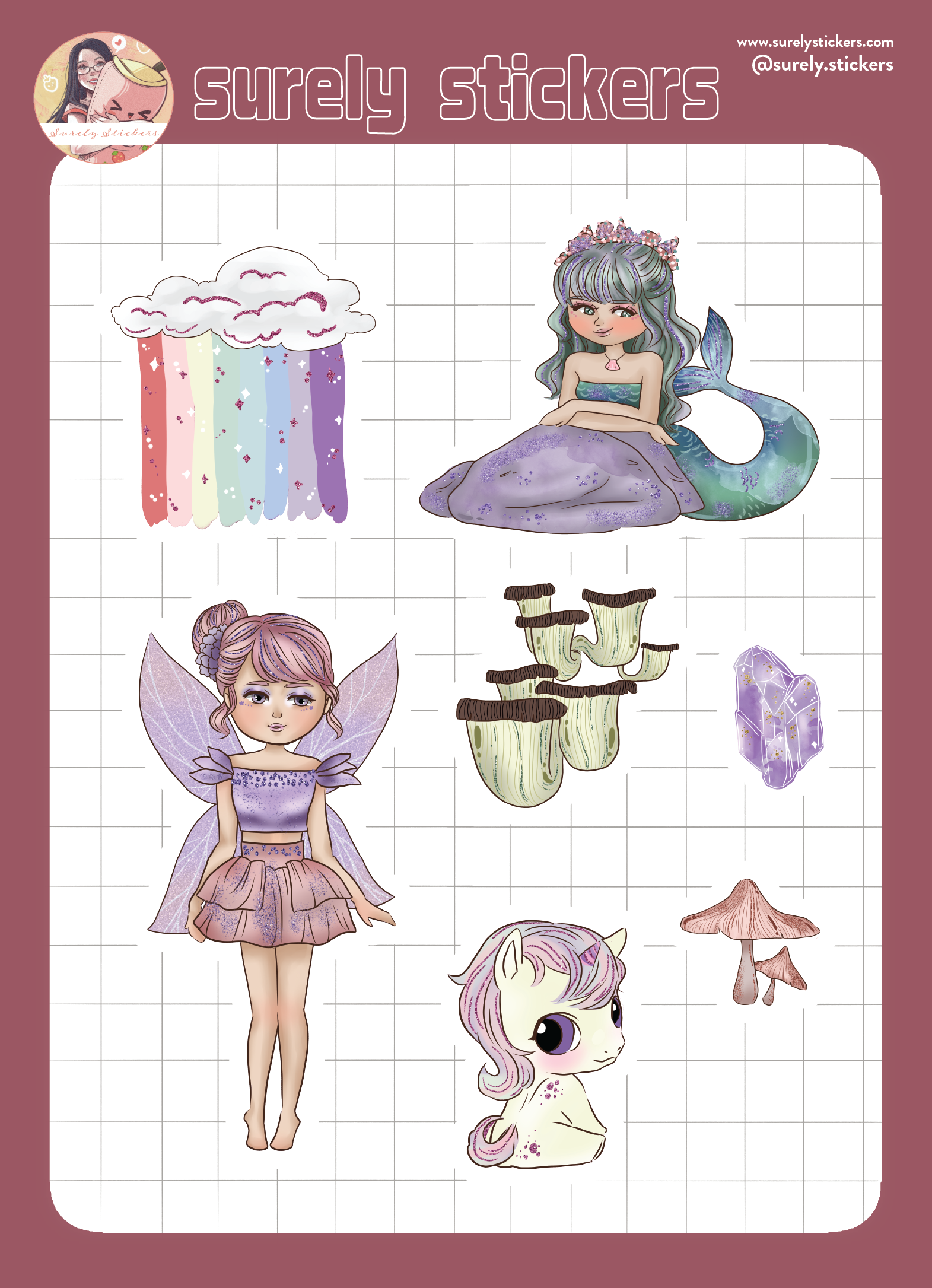 Fantasy Utopia Part 1 Glitter Sticker Sheet