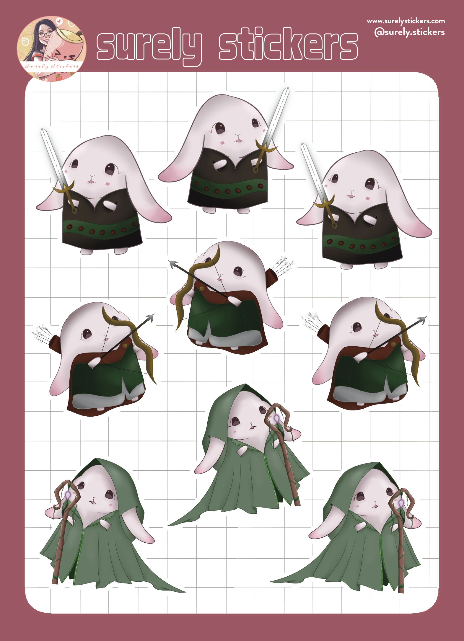 Toodles RPG Character Glitter Sticker Sheet