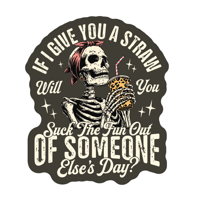 Skeleton Bubble Tea Die Cut Sticker