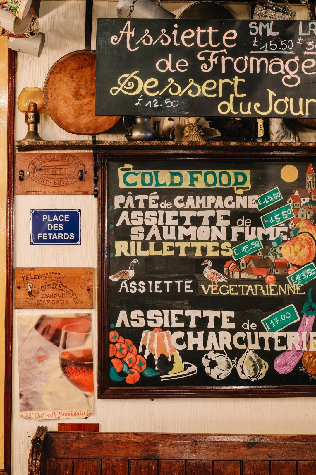 Our daily blackboard menu featuring traditional French dishes and seasonal specials.