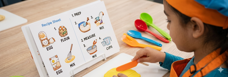 A child cooking in the kitchen