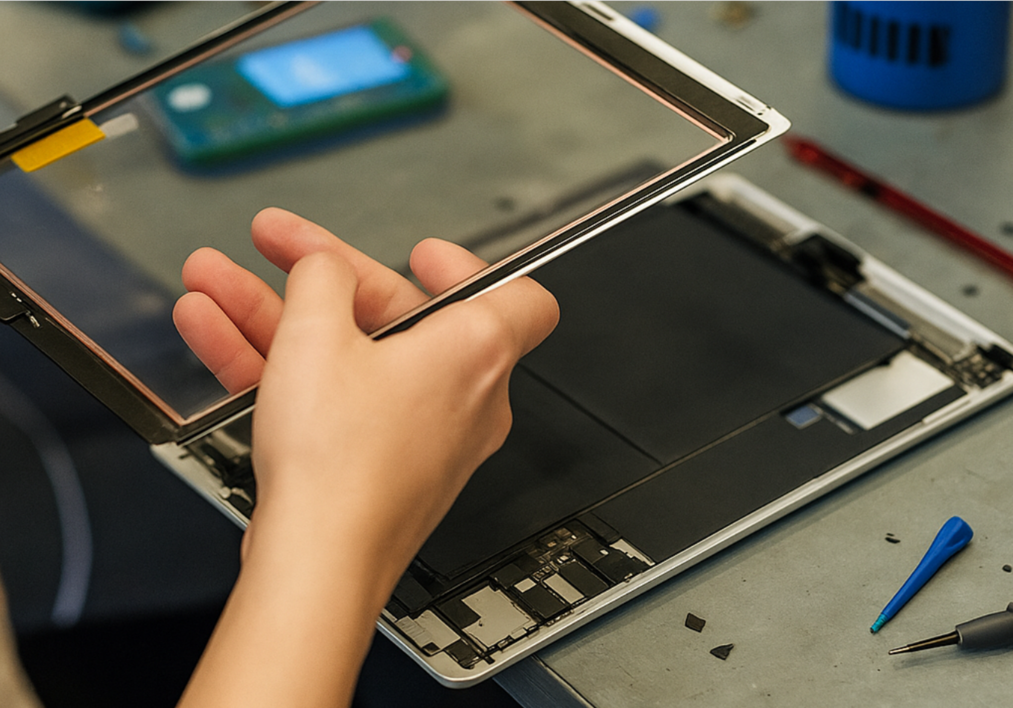 iPad repair Miami & Broward technician fixing tablet with professional tools