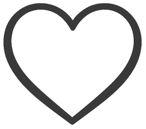Black heart-shaped outline on a white background.