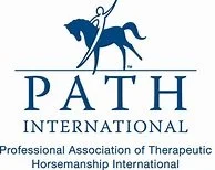 Logo of PATH International, featuring a stylized person riding a horse above the organization's name.