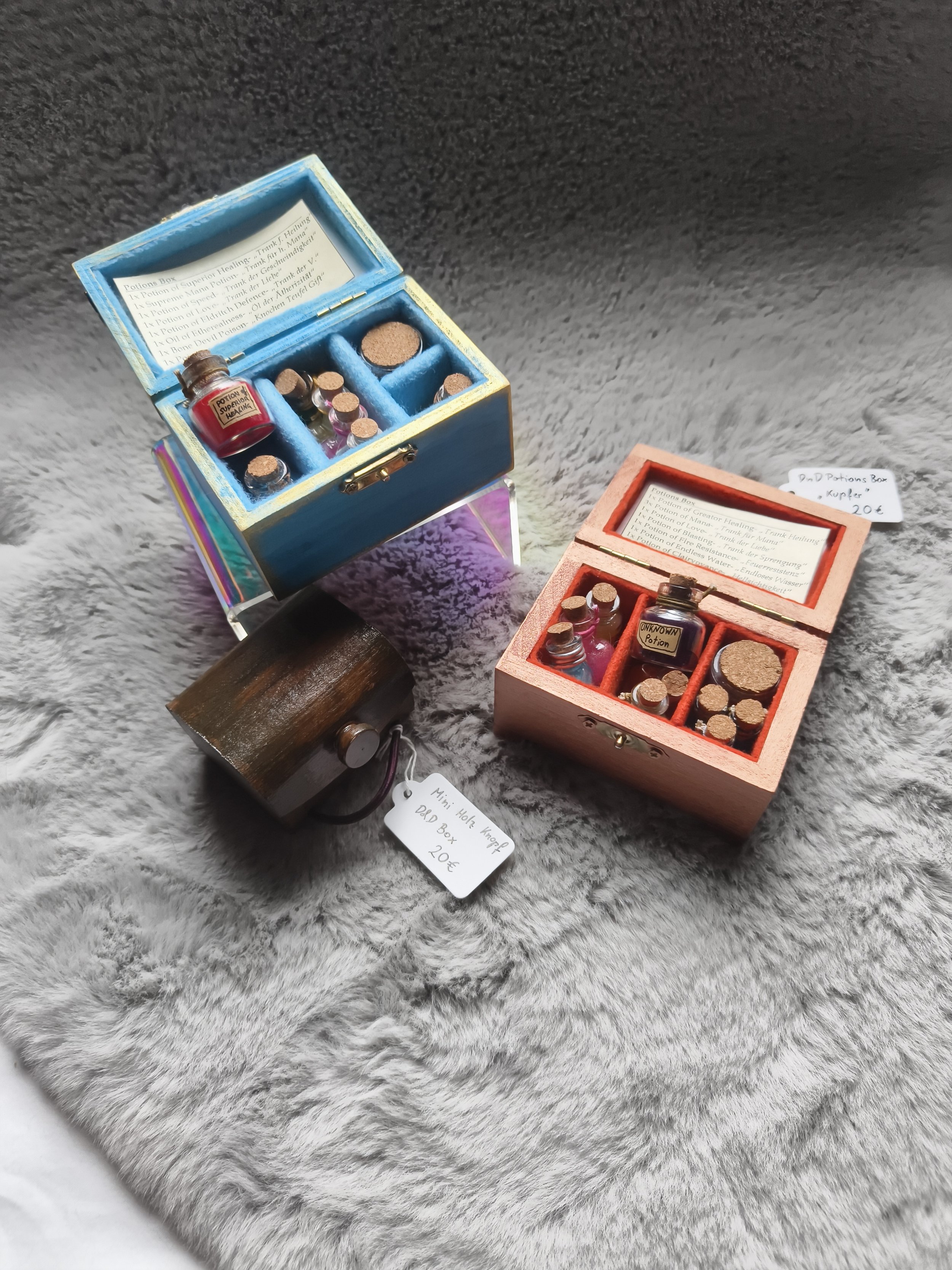 D&D Boxen Kupfer, Hellblau, Miniholz;