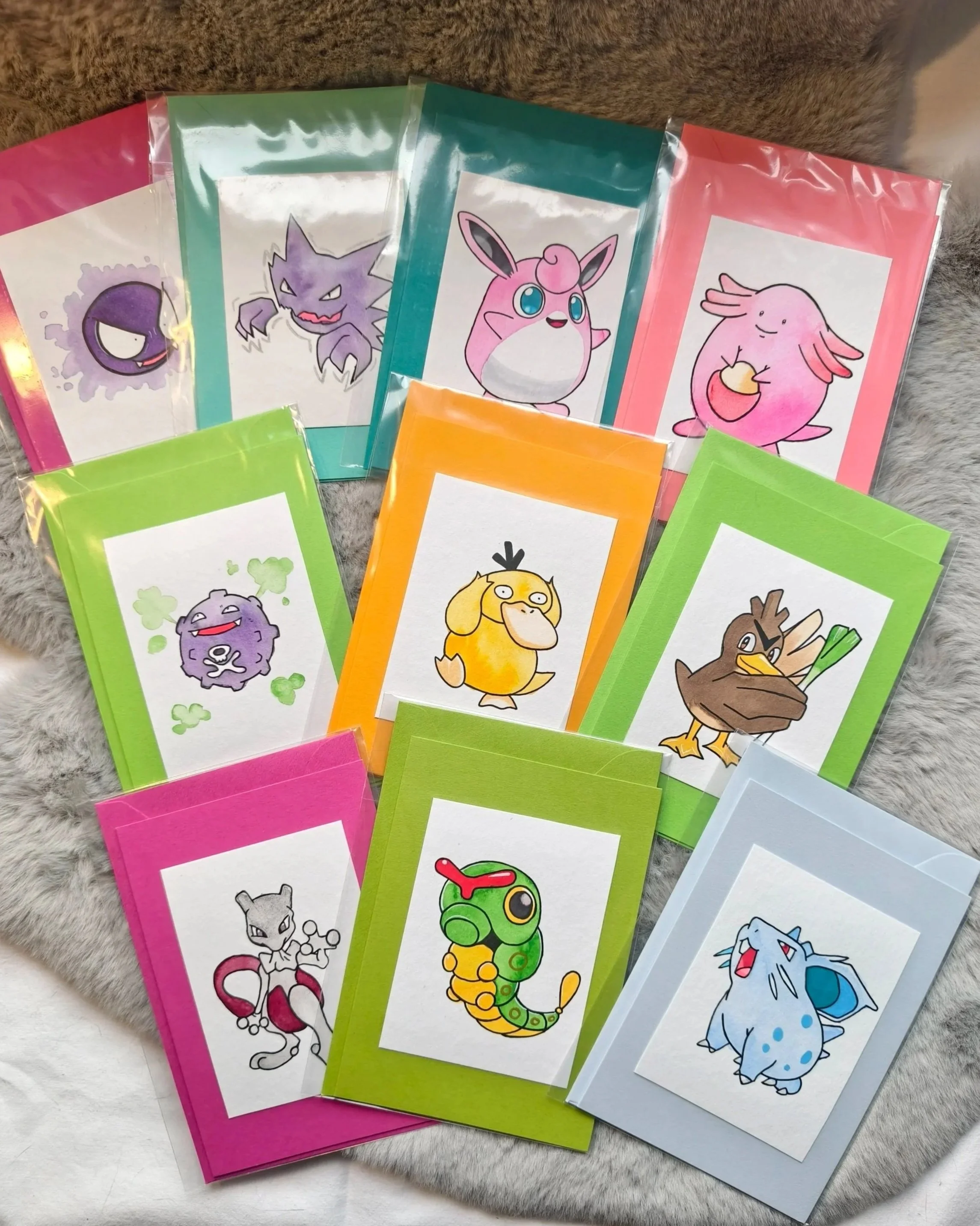 Glückwunschkarten Aquarell "Pokemon"