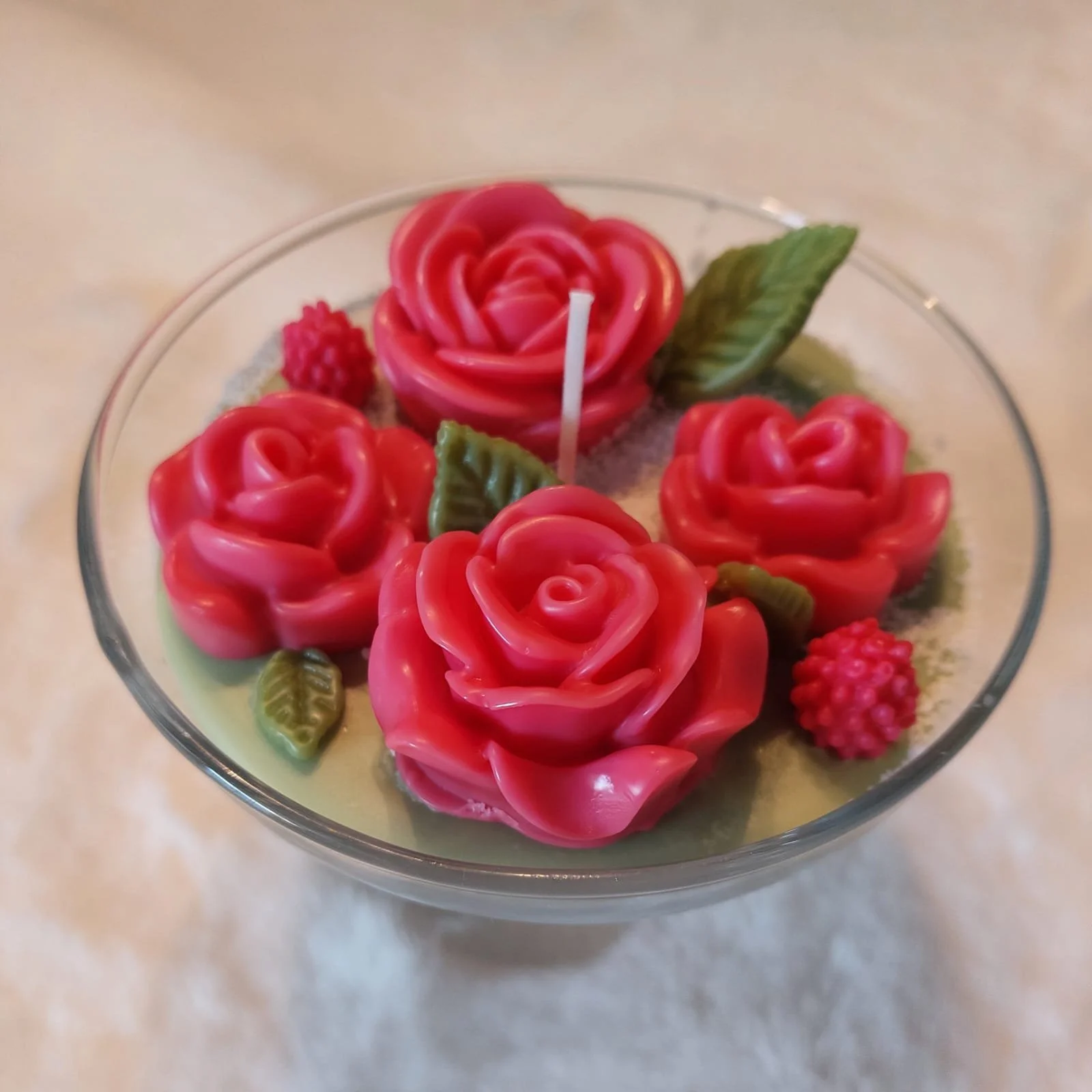 Kerze "Rote Rosen"