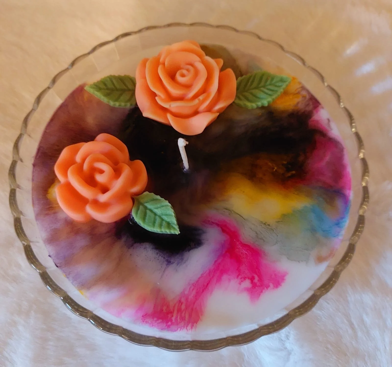 Kerzen "Abstrakte Mini Kunst mit Rosen"