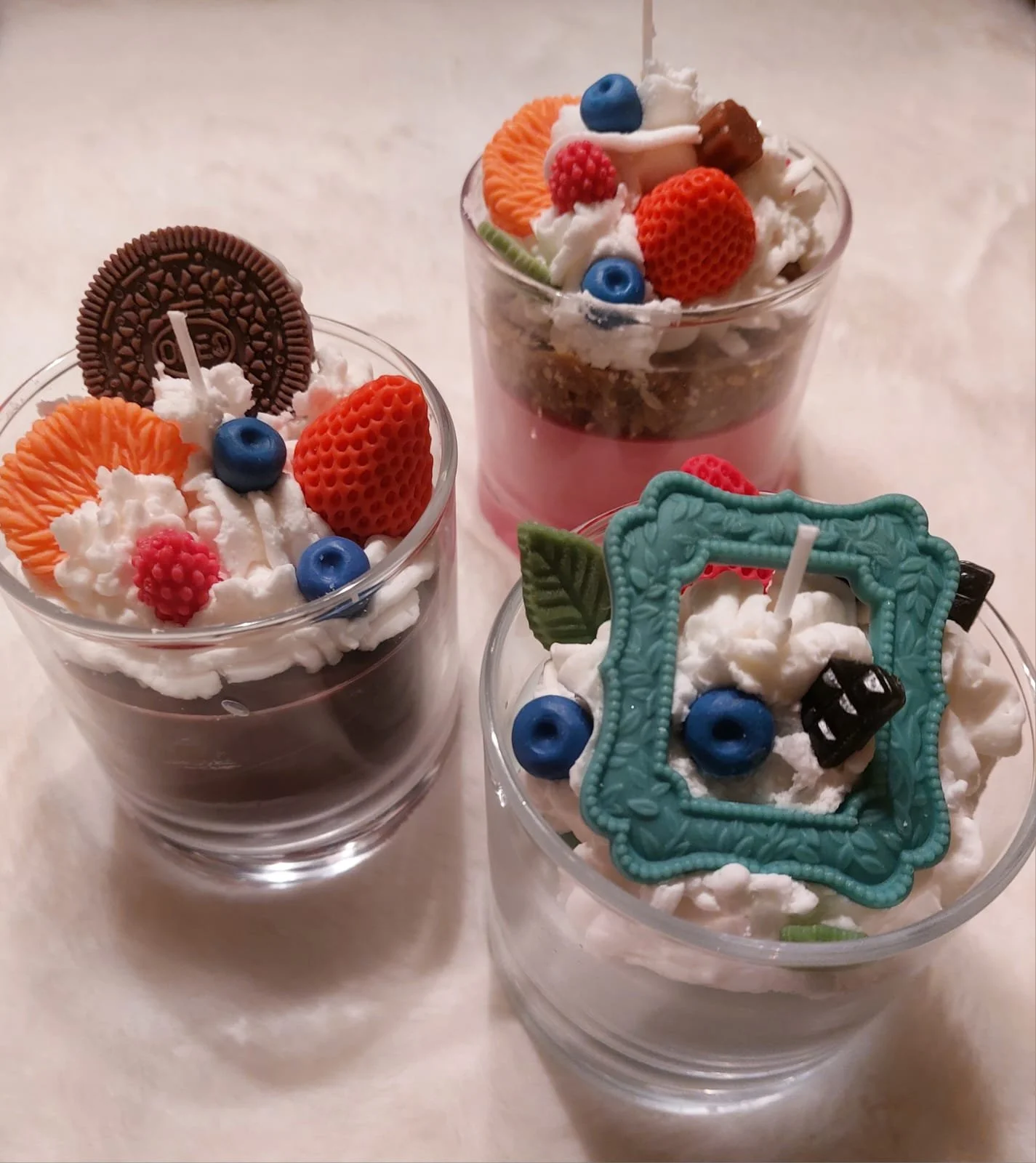 Kerze "3erlei Schlagobers Dessert"