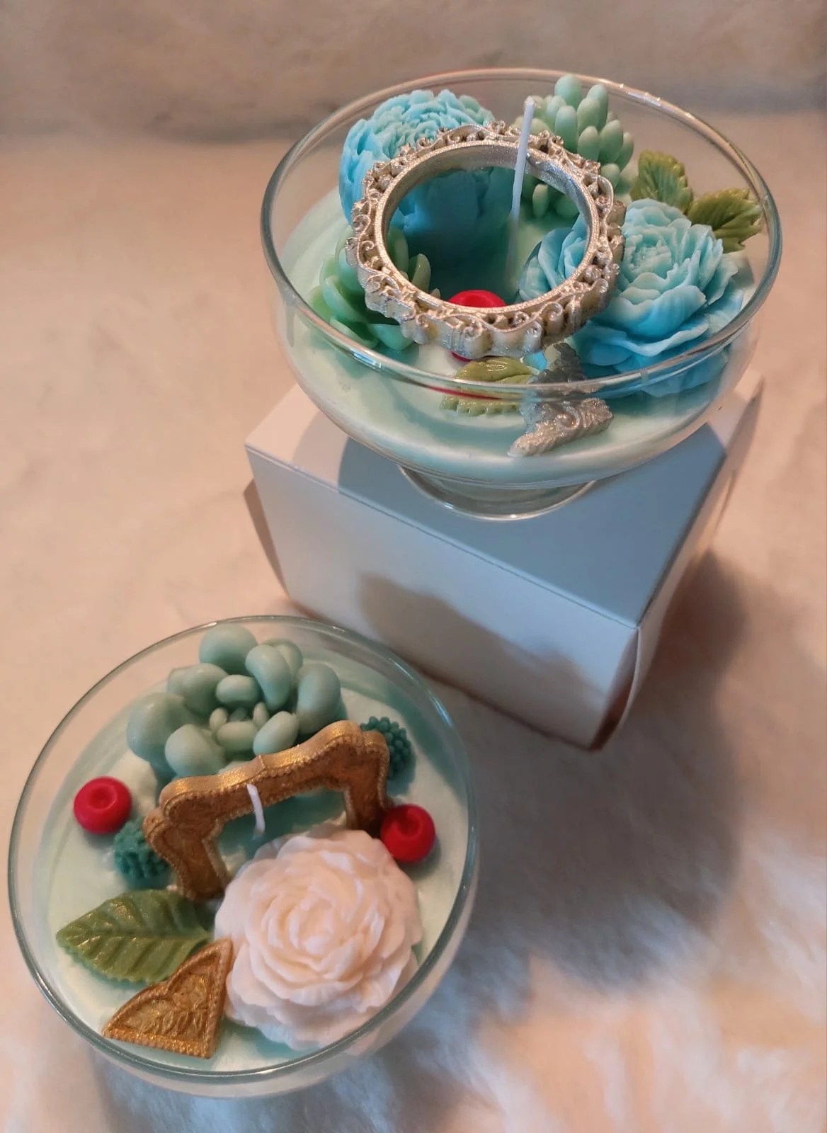 Kerze "Blumen Glas"