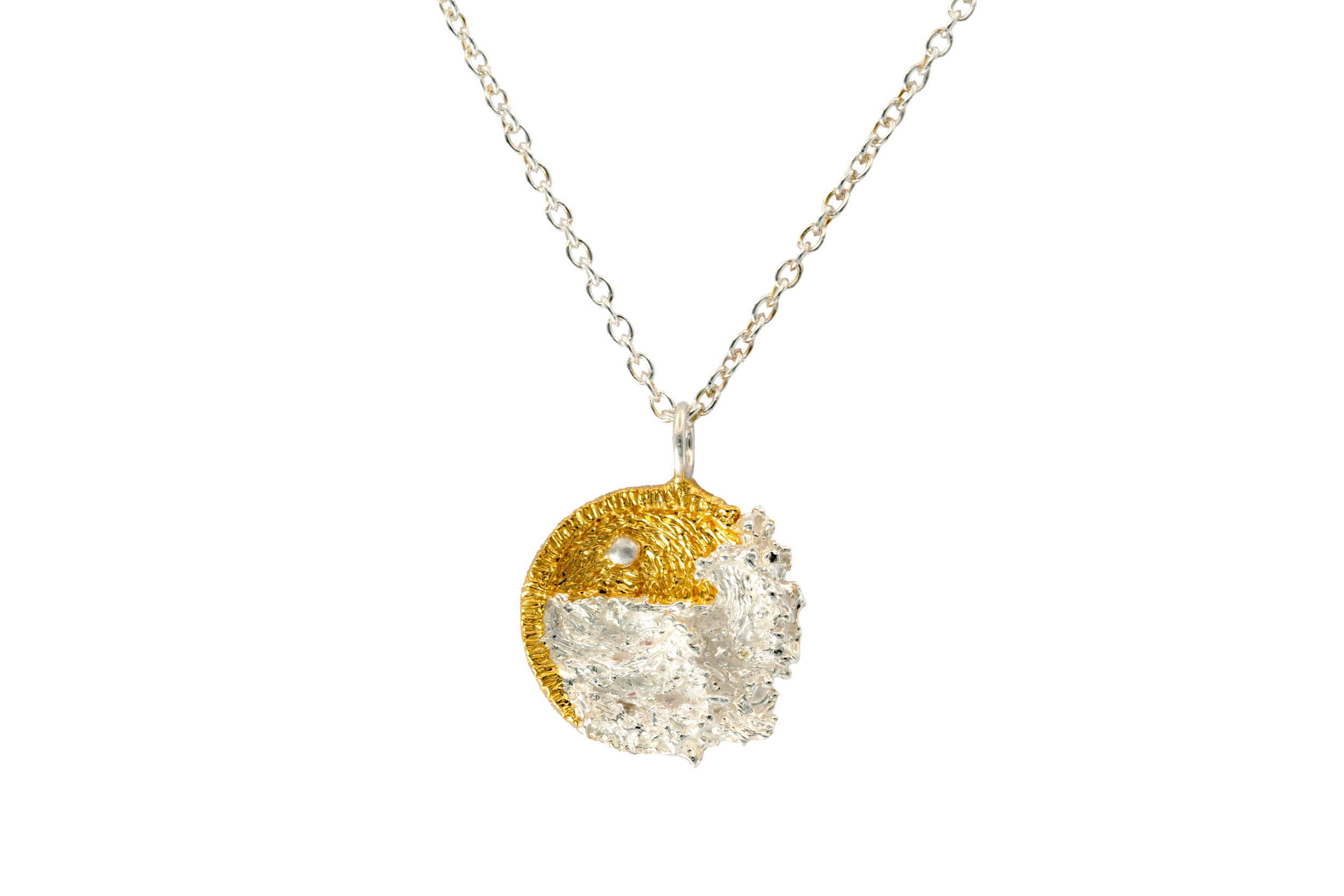 Edge of the Tide pendant - Sterling silver, Gold vermeil