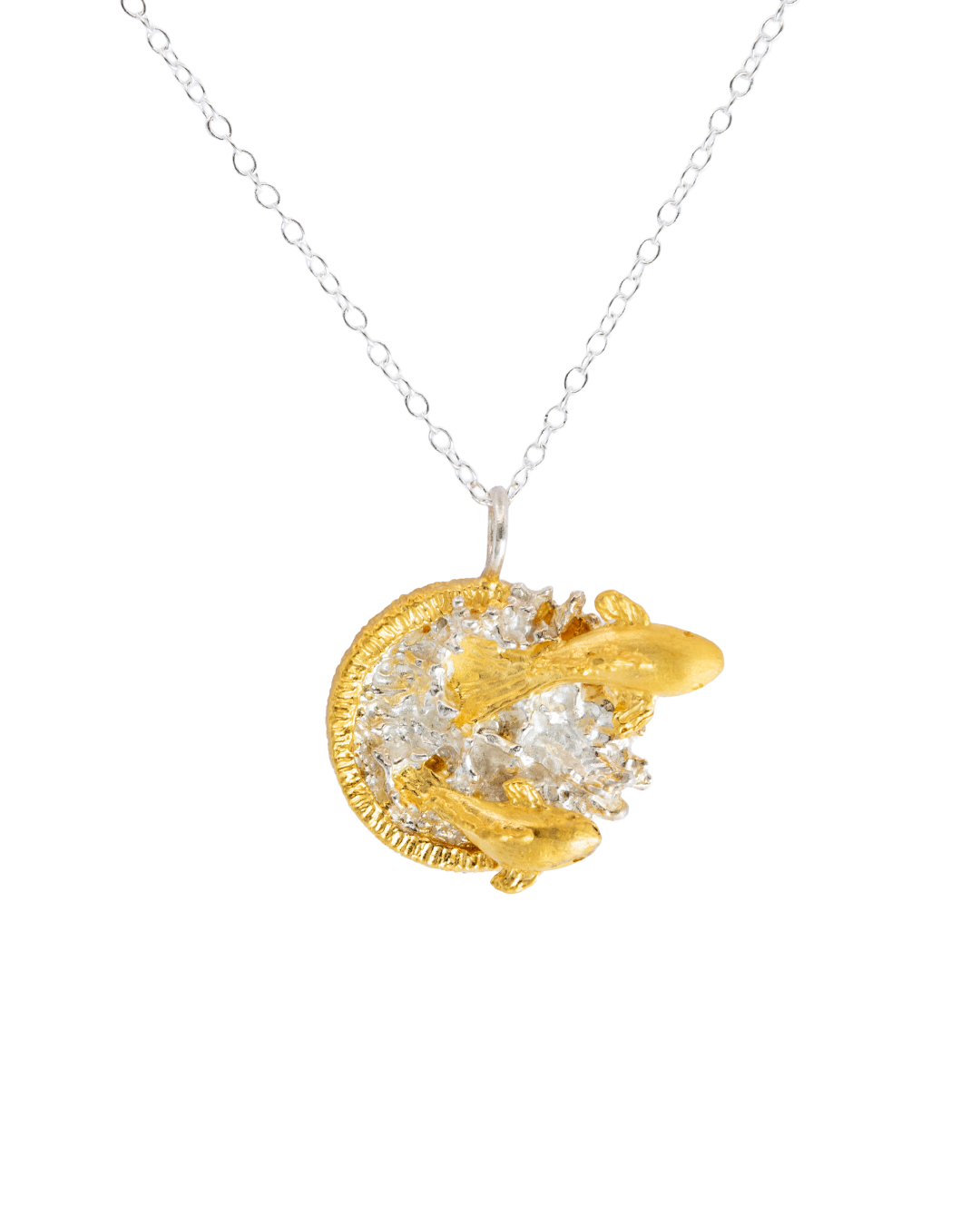 Leaping Fish pendant - Sterling silver, Gold vermeil