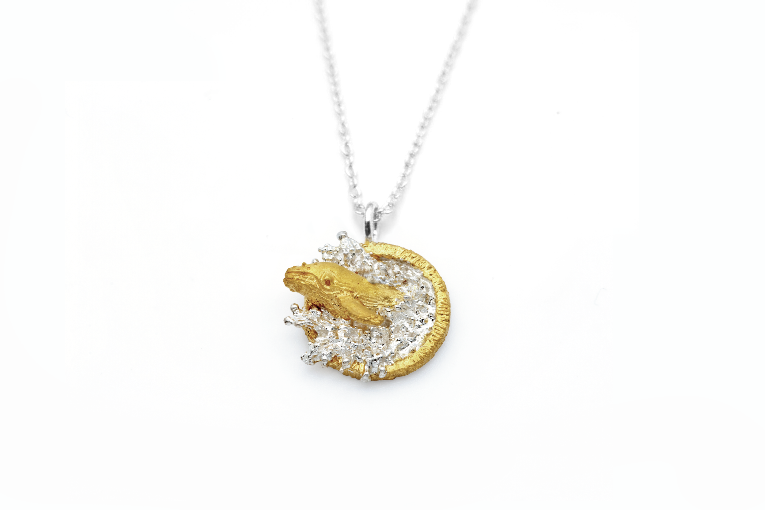 Emerging Whale pendant - Sterling silver, Gold vermeil