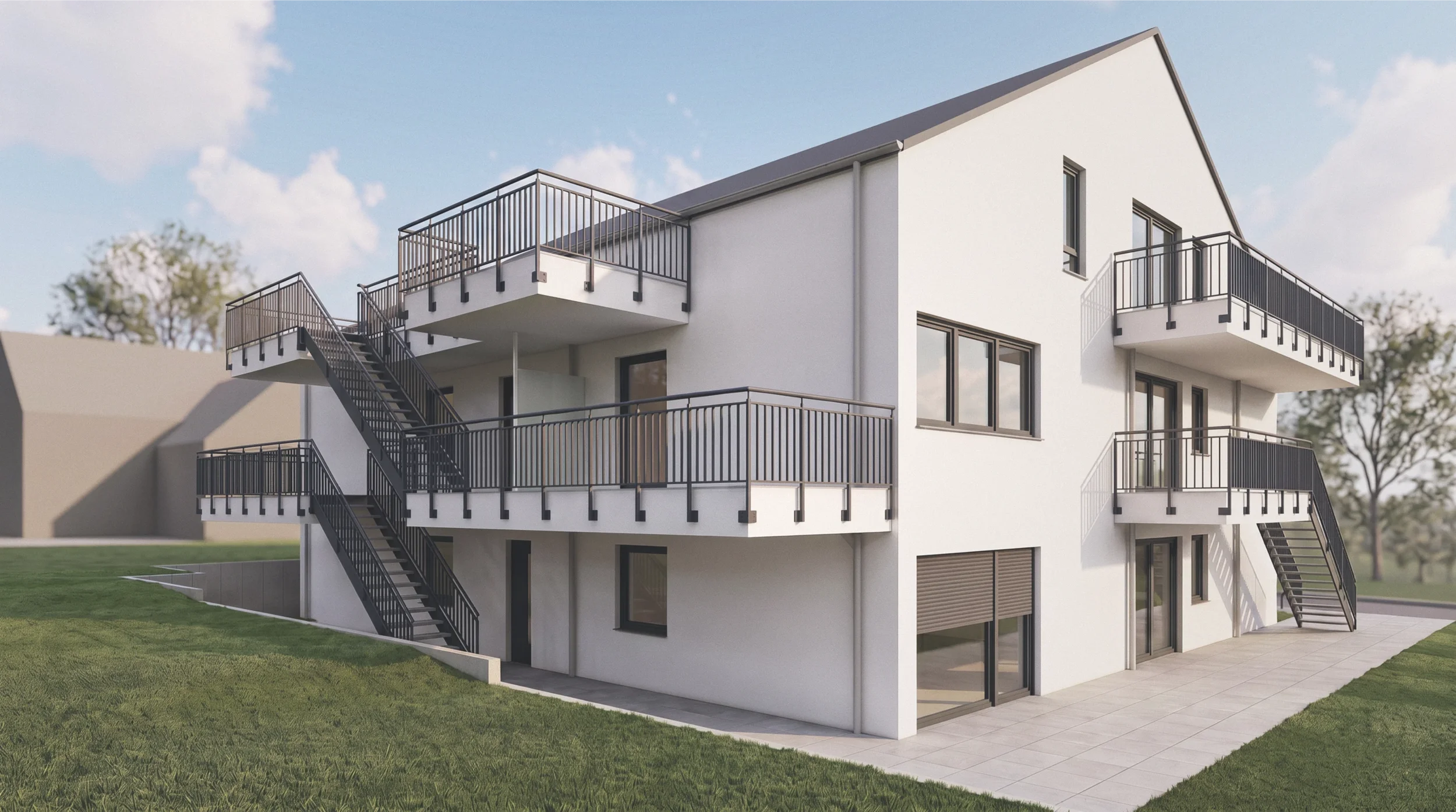 Mehrfamilienwohnhaus "an der mehrzweckhalle" | Barrierefreies Wohnen | Gartenseite