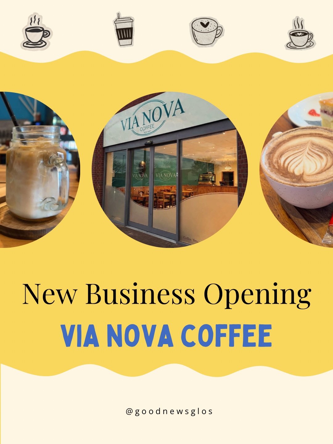 Local spot worth knowing about: Via Nova ☕ 

A great new addition to Kingsway serving coffee and cakes. They featured in our email round-up last week in the Independent Business Spotlight section🥳

#GoodNewsGlos ☀️