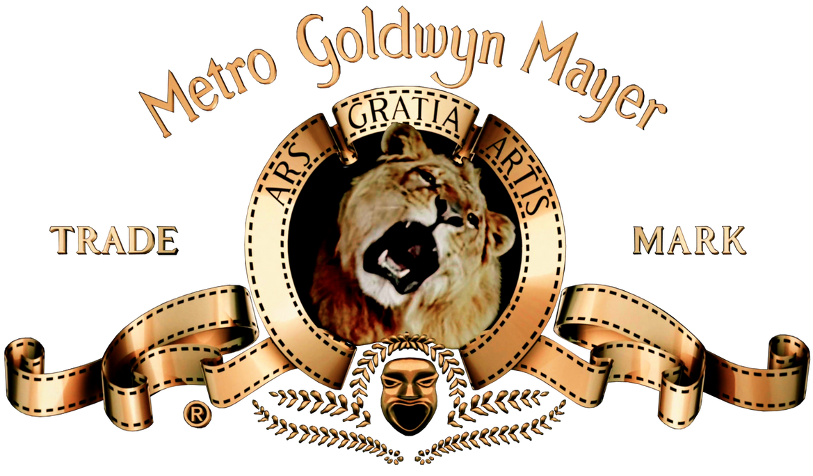The logo of Metro-Goldwyn-Mayer (MGM) featuring a lion's head roaring, encircled by a laurel wreath, with the text 'Metro Goldwyn Mayer' at the top, and the words 'TRADE MARK' on either side, against a black background.