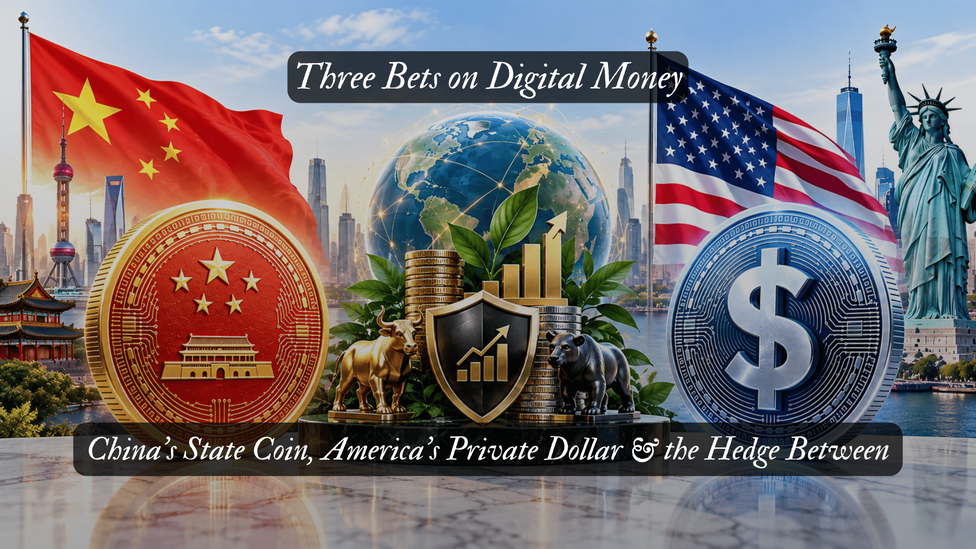Three Bets on Digital Money | China’s State Coin, America’s Private Dollar &amp; the Hedge Between