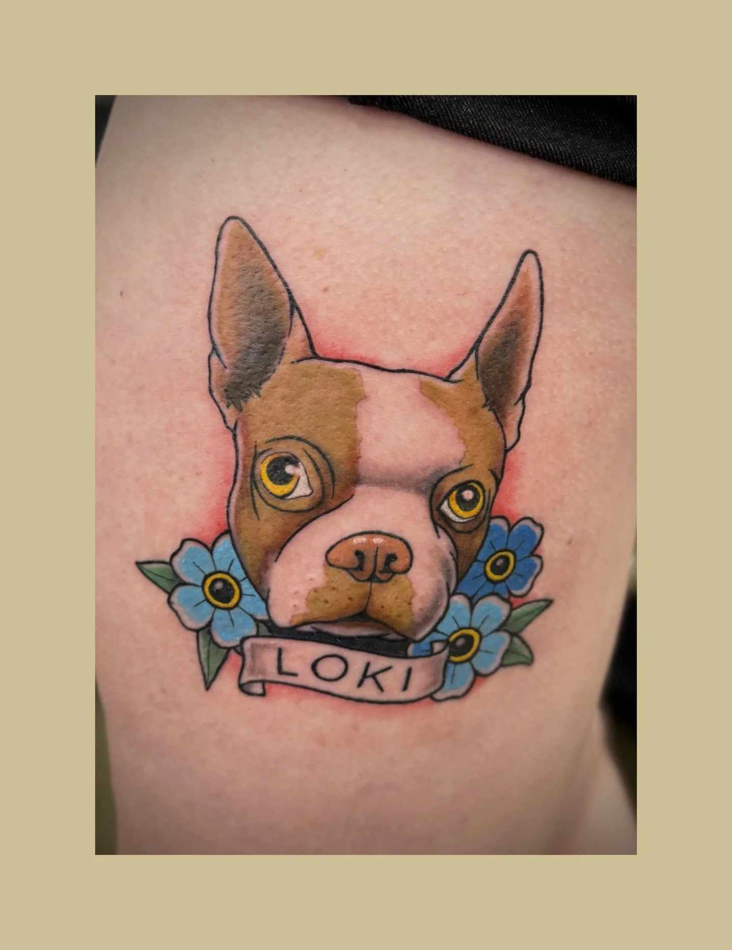 L O K I this cute little doggo was made by resident apprentice @franklyn.lefty 

Franklyn has a few more styles he needs to do more of on humans before he can graduate to jr artist. The goal is to build his range so he is capable of tattooing most st