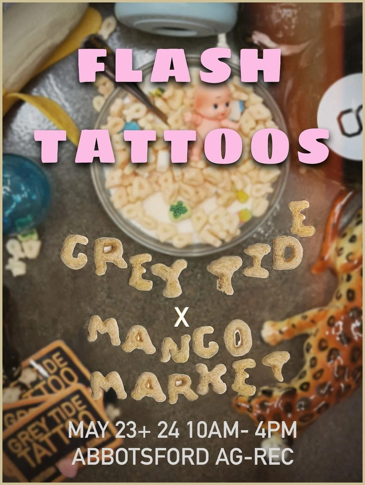 FLASH ⚡️ TATTOOS @the.mango.market 
Saturday May 23 + Sunday May 24
Abbotsford Ag-Rec Centre 32470 Haida Dr.

✿ $100 EACH
✿ CASH ONLY
✿ ARMS AND LEGS PREFERRED
✿ BLACK WORK OR SIMPLE COLOUR
✿ 18+ ONLY
 ✿ PRE BOOKING NOW! FIRST COME FIRST SERVED AT EV
