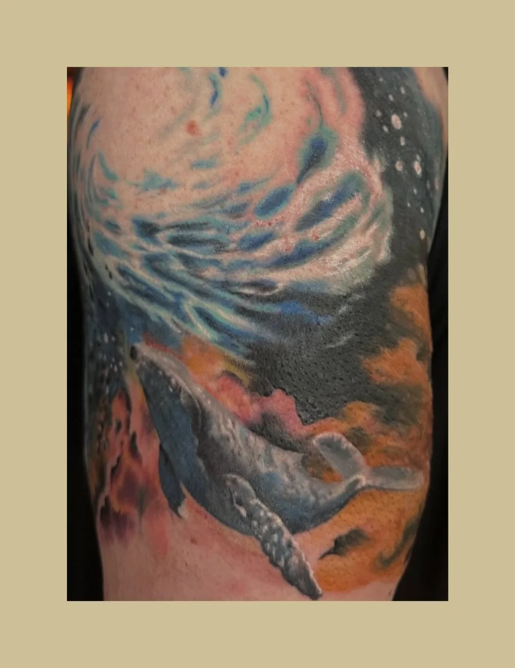 Cosmic whale with meteorites, by resident Renaissance Man @toxicdose 
Rhian has this way of being good at everything he does, we don&rsquo;t understand it, but we love seeing him in action. Email him for your next tattoo Rhian.Webber@gmail.com
WE ARE