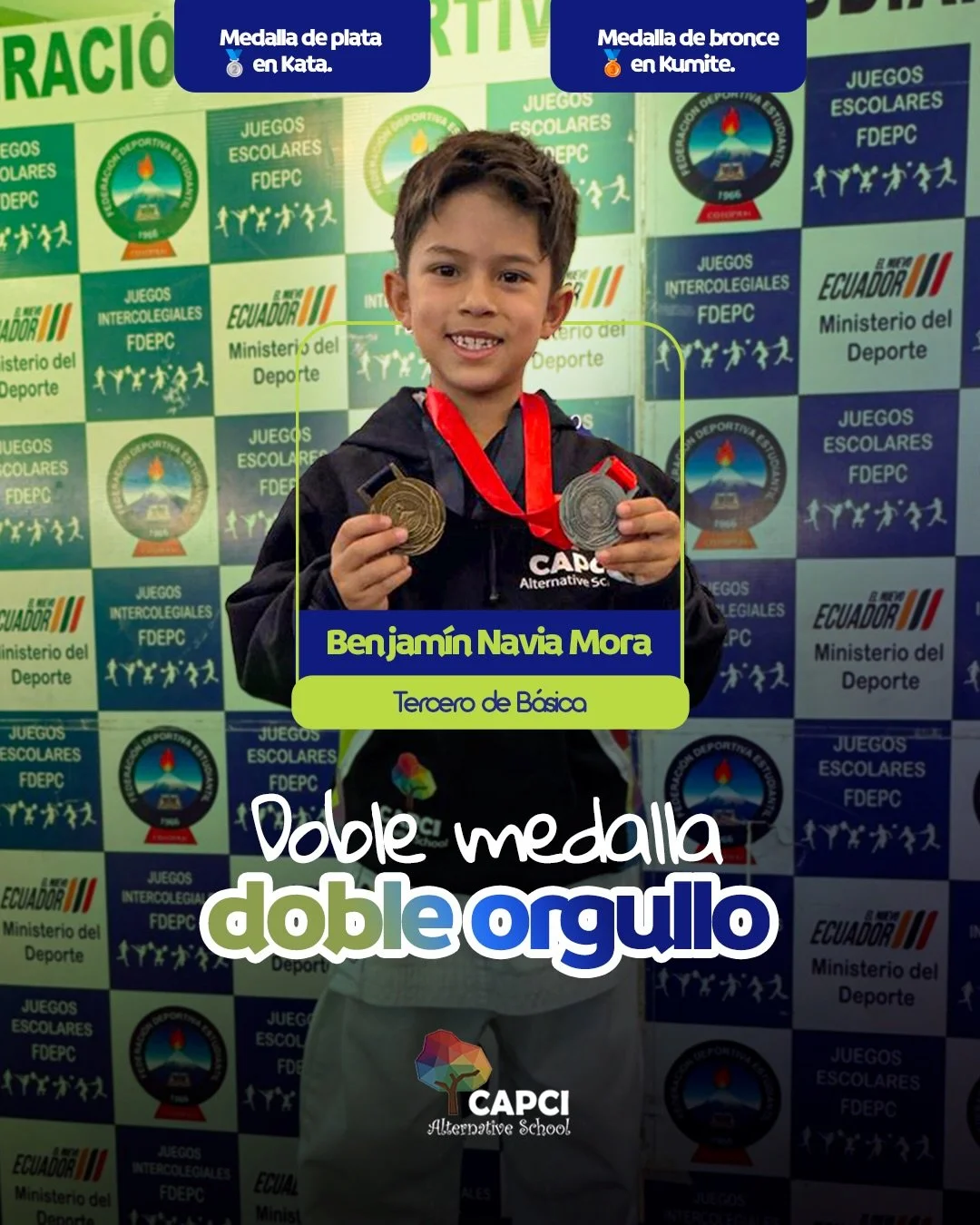 🙌 Con disciplina y mucha entrega, Benjam&iacute;n represent&oacute; a CAPCI logrando un resultado que habla por s&iacute; solo, medalla de plata en kata y medalla de bronce en kumite.

Dos categor&iacute;as, dos desaf&iacute;os y un mismo compromiso
