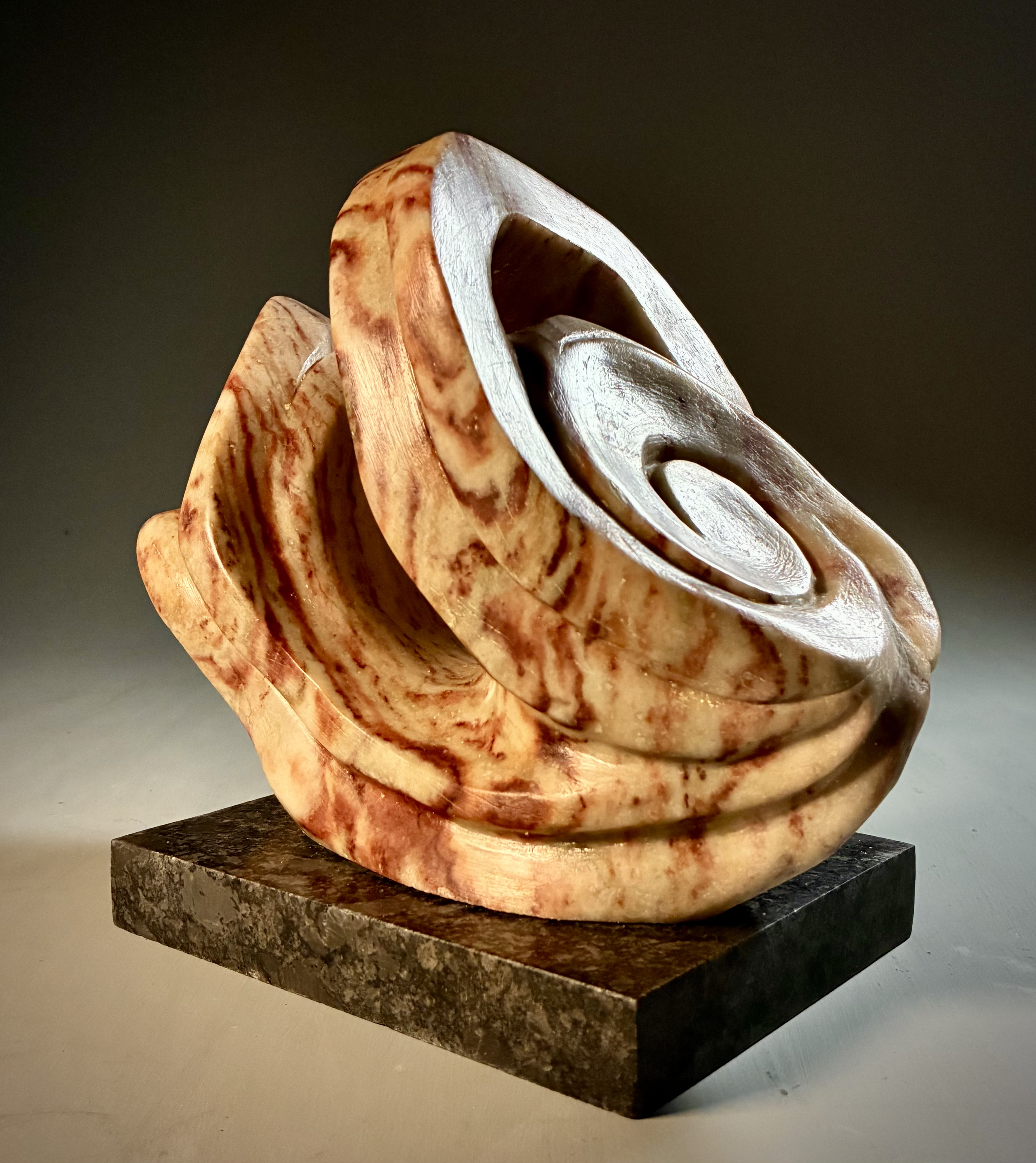 Descending Echo (View 2),
Alabaster,
9.25"x11"x7",
2025.