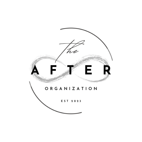Logo with the text 'The After Organization, Est 2023' and decorative circular lines.